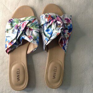 Vaneli Floral Print Slides, Sandles; "11", Garden Party, Summertime Fun, Festive